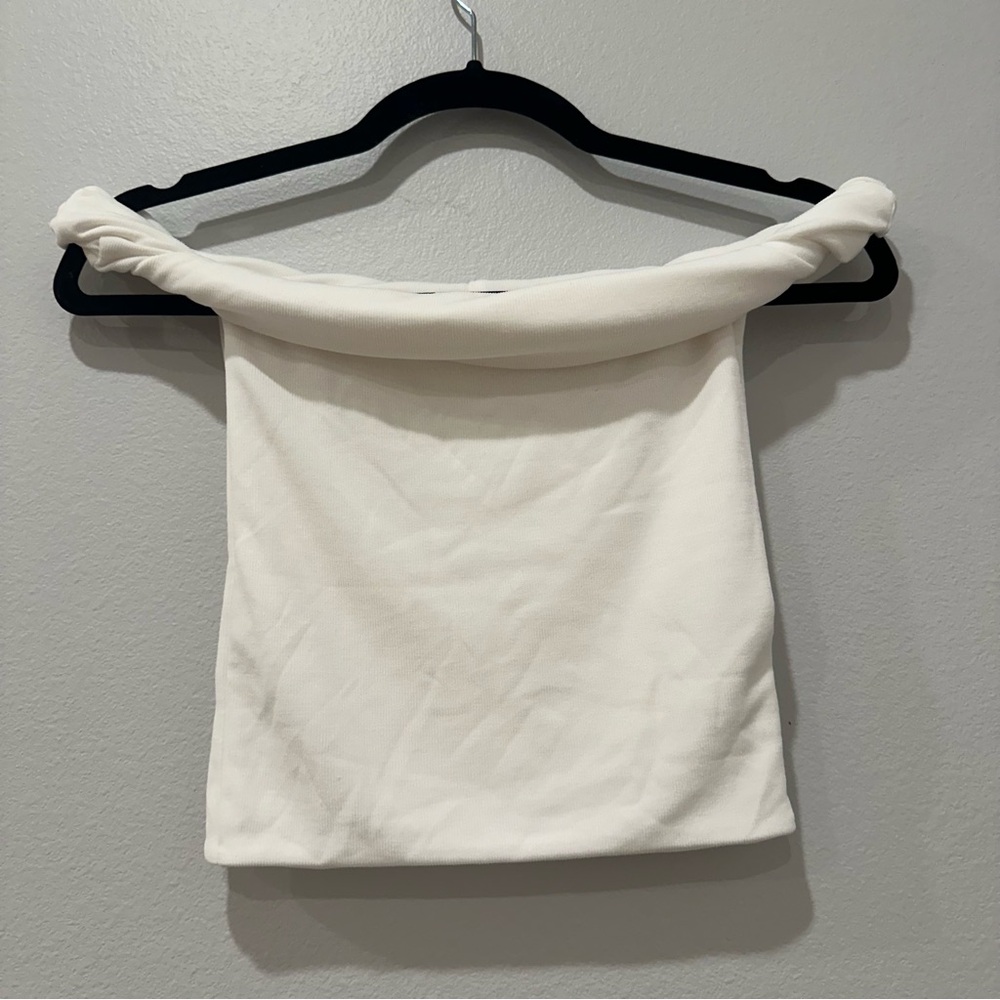 CottonOn XS White Rolled Off Shoulder Top
